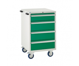 Mobile Euroslide cabinet with 4 drawers in green