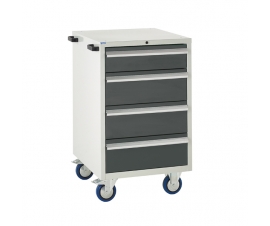 Mobile Euroslide cabinet with 4 drawers in grey
