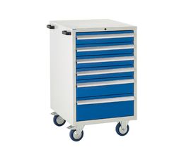 Mobile Euroslide cabinet with 6 drawers in blue