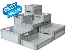 Basicline Euro Stacking Containers with Solid Sides