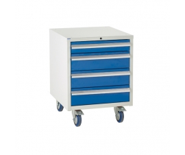 Under bench Euroslide cabinet with 4 drawers in blue