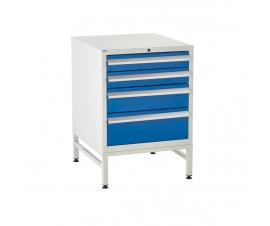 Under bench Euroslide cabinet and stand with 4 drawers in blue