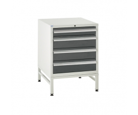 Under bench Euroslide cabinet and stand with 4 drawers in grey