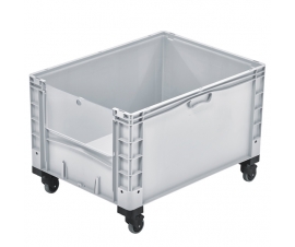 Basicline Plus Open End Euro Picking Container with Translucent Door and Wheels