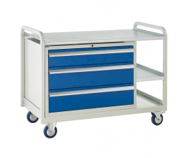 Trolley with steel top and 3 drawers