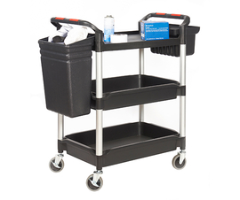 Trolley with 3 Deep Trays And Side Storage