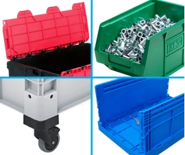 Plastic Storage Boxes By Feature, Including Wheeled, Lidded, Picking and Folding Boxes