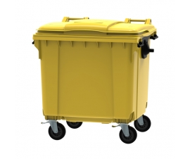 Yellow 1100 litre wheeled bin