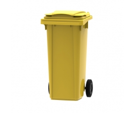 Yellow 140 litre wheelie bin