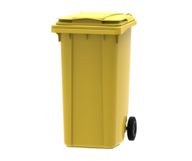 Yellow 240 litre wheelie bin