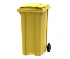 Yellow 360 litre wheelie bin