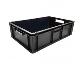 Black Stackable Recycled Plastic Euro Container with Hand Holes