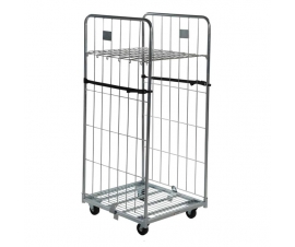 2 Sided Roll Container with Straps and Shelf