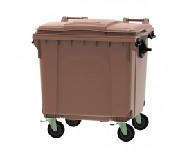 Brown 1100 litre wheeled bin