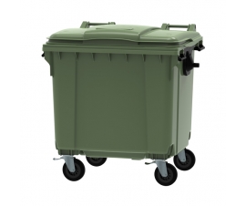 Green 1100 litre wheeled bin