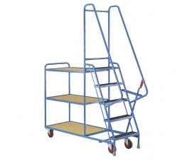 Step Tray Trolley With Plywood Shelves