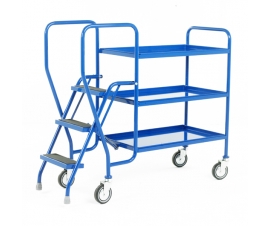 3 Tier Tray Trolley With Blue Trays