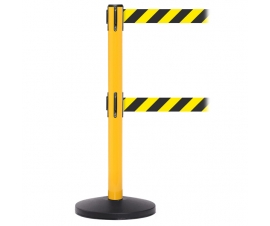 Twin Safety Belt Barriers Yellow Post With Chevron Belt