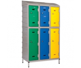 Plastic Lockers On Stand And With Sloping Top