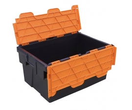 Black and Orange 55 Litre Plastic Storage Crates