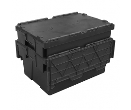 Nested Lidded Plastic Crates - 55 Litres