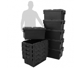 10 x 55 Litre Attached Lid Container Crate Tote Boxes