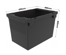 600x400x400mm Black Recycled Plastic Stacking and Nesting Storage Containers