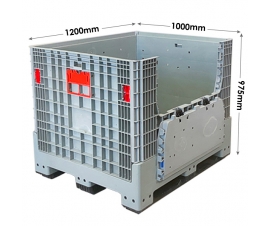 Large Folding Pallet Box with Drop Down Door (1200x1000x975mm) with Runners