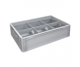 Basicline Euro Container With 6 Hole Glassware Inserts