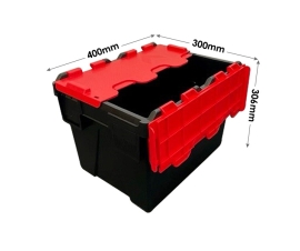 25 Litre Attached Lid Container In Red And Black