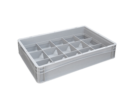 Basicline Euro Container With 15 Hole Glassware Inserts