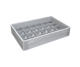 Basicline Euro Container With 24 Hole Glassware Inserts