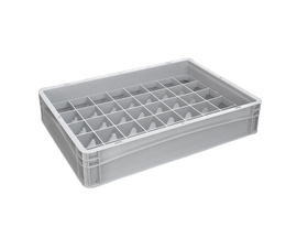 Basicline Euro Container With 40 Hole Glassware Inserts
