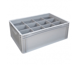 Basicline Euro Container With 12 Hole Glassware Inserts