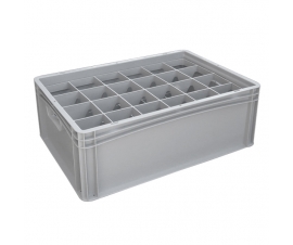 Basicline Euro Container With 24 Hole Glassware Inserts