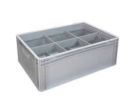 Basicline Euro Container With 6 Hole Glassware Inserts