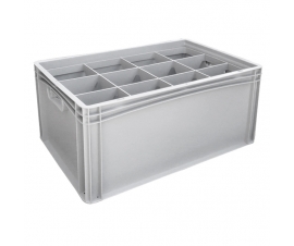 Basicline Euro Container With 12 Hole Glassware Inserts