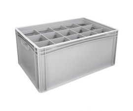 Basicline Euro Container With 15 Hole Glassware Inserts