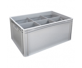 Basicline Euro Container With 6 Hole Glassware Inserts