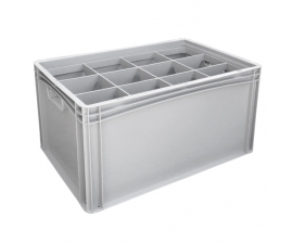 Basicline Euro Container With 12 Hole Glassware Inserts