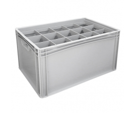 Basicline Euro Container With 15 Hole Glassware Inserts