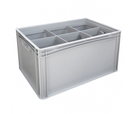 Basicline Euro Container With 6 Hole Glassware Inserts