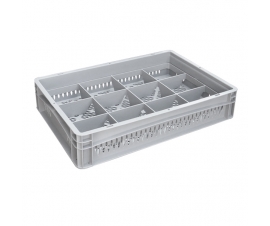 Basicline Perforated Euro Container With 12 Hole Glassware Inserts