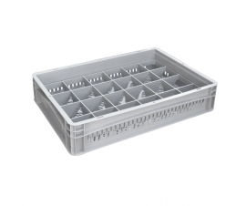 Basicline Perforated Euro Container With 24 Hole Glassware Inserts
