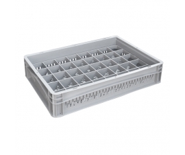 Basicline Perforated Euro Container With 40 Hole Glassware Inserts