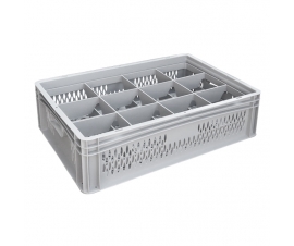 Ventilated Basicline Euro Container With 12 Hole Glassware Inserts