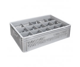 Ventilated Basicline Euro Container With 15 Hole Glassware Inserts