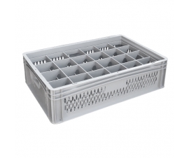 Ventilated Basicline Euro Container With 24 Hole Glassware Inserts