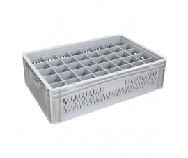 Ventilated Basicline Euro Container With 40 Hole Glassware Inserts