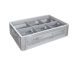 Ventilated Basicline Euro Container With 6 Hole Glassware Inserts